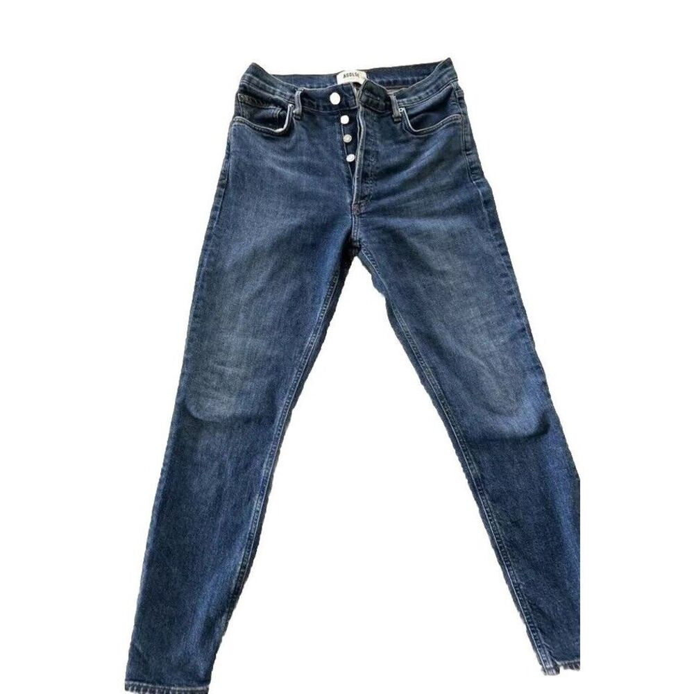 High-Rise Button-Fly Ankle Jeans - Dark Blue